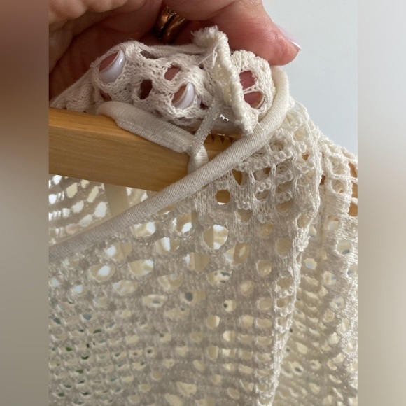 Mango Beige Boho Festival Crochet Beach Summer Tunic  Mini Dress Sz 14 - Picture 7 of 11